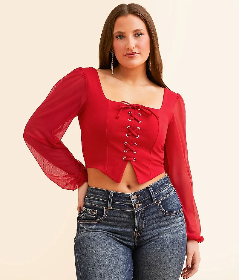 Lace-Up Cropped Top