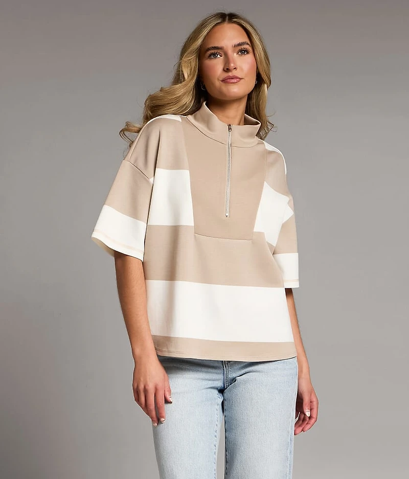 Striped Quarter Zip Pullover