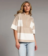 Striped Quarter Zip Pullover