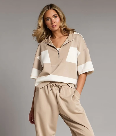 Striped Quarter Zip Pullover