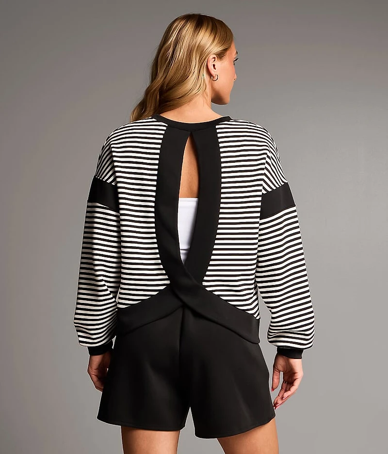 Striped Open Back Pullover