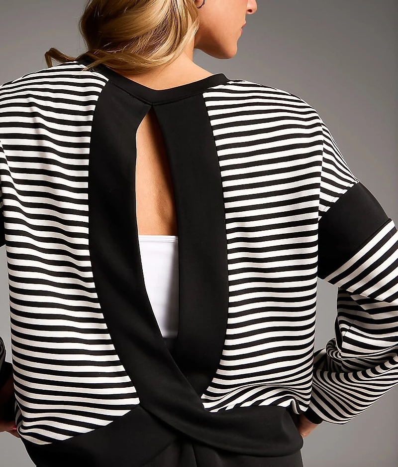 Striped Open Back Pullover