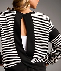 Striped Open Back Pullover