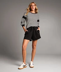 Striped Open Back Pullover