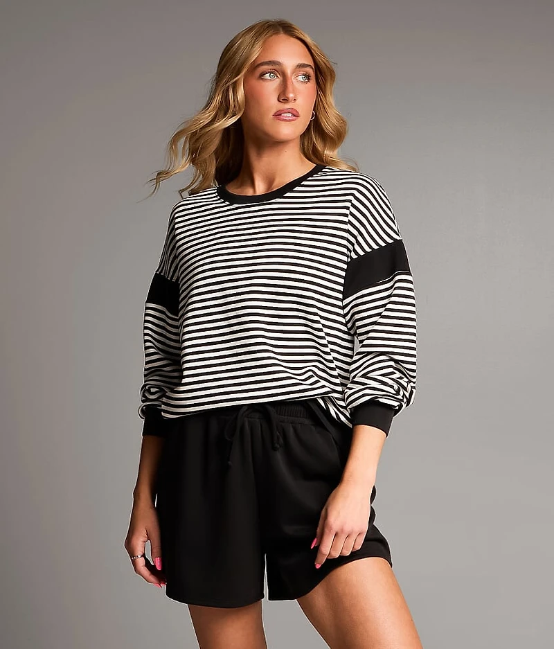 Striped Open Back Pullover