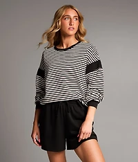 Striped Open Back Pullover