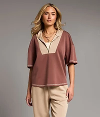 Color Block Quarter Zip Pullover