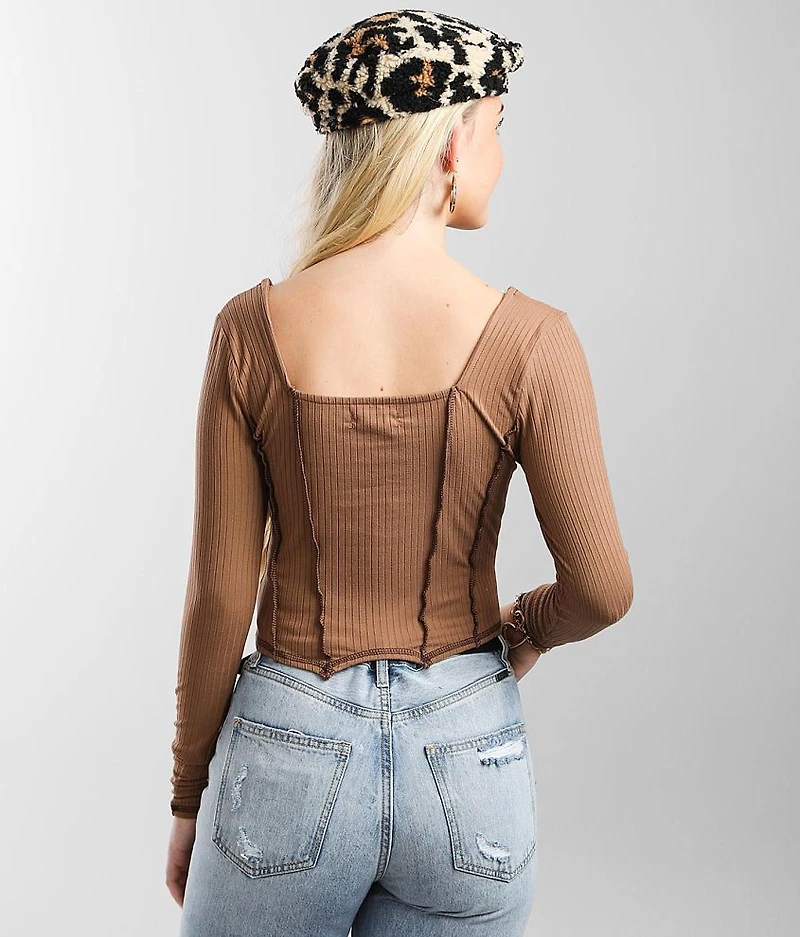 Ribbed Square Neck Cropped Top