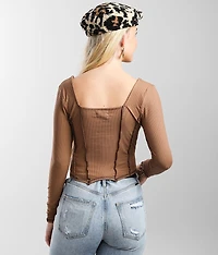 Ribbed Square Neck Cropped Top