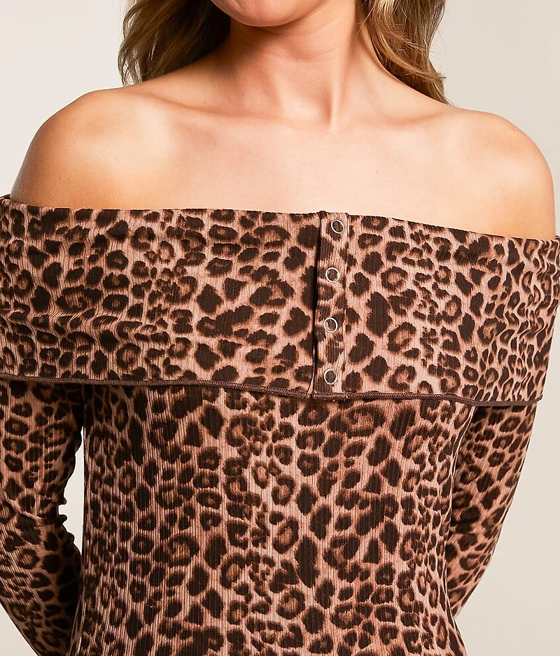 Off The Shoulder Cheetah Top