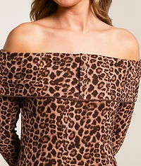 Off The Shoulder Cheetah Top
