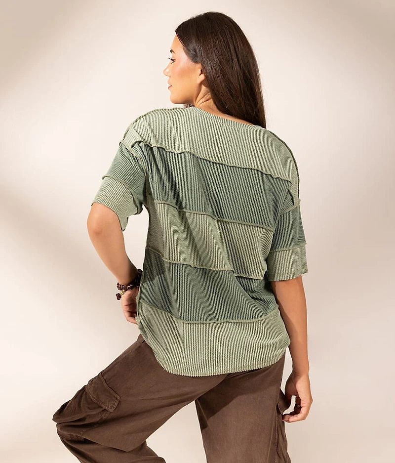 Boundless Edit - Exposed Seam Striped Top