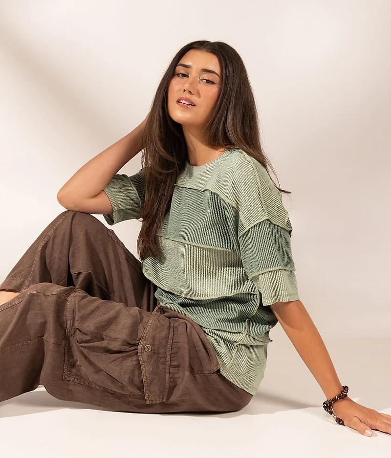 Boundless Edit - Exposed Seam Striped Top