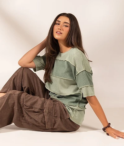 Boundless Edit - Exposed Seam Striped Top