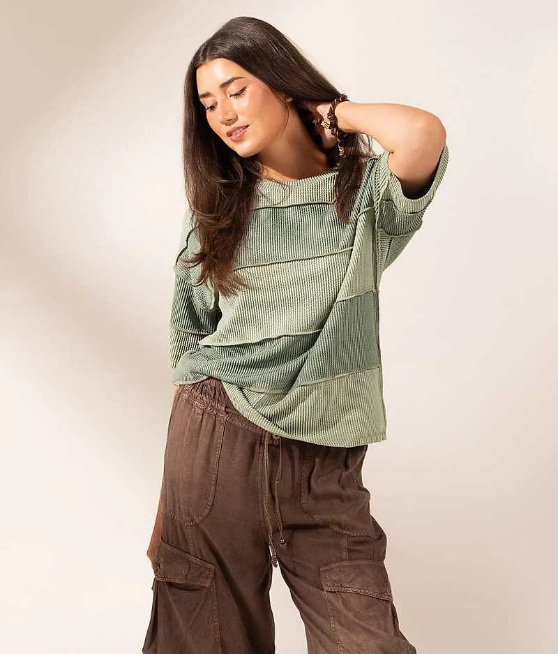 Boundless Edit - Exposed Seam Striped Top