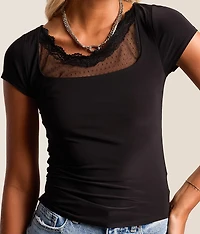 Swiss Dot Layered Lace Top