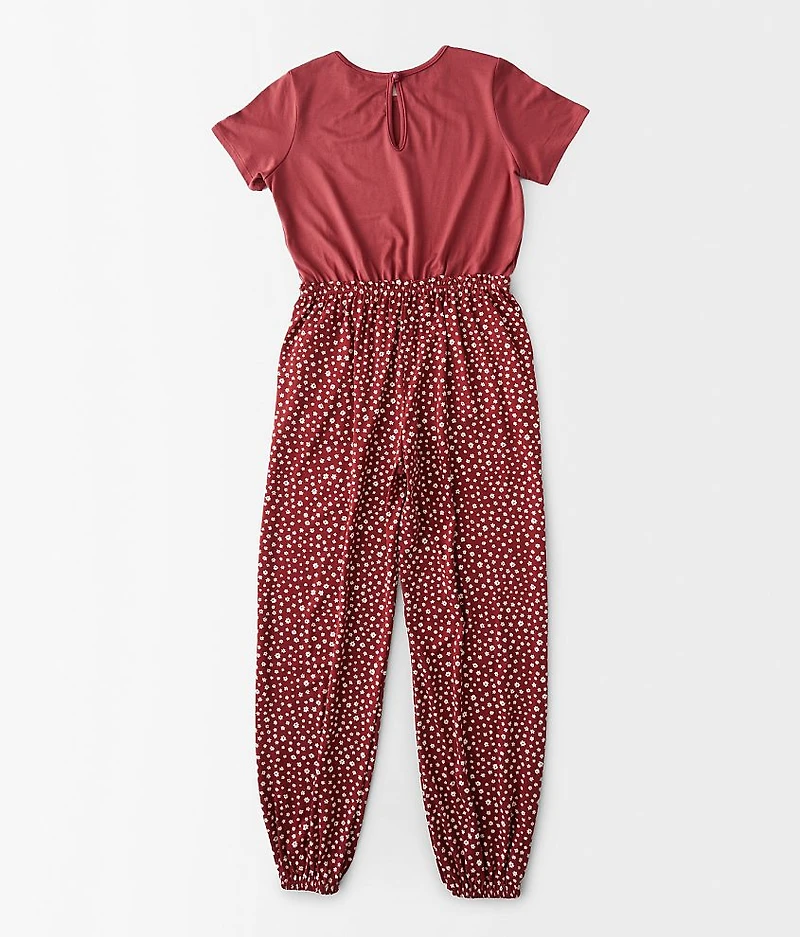 Girls - Floral Print Jumpsuit