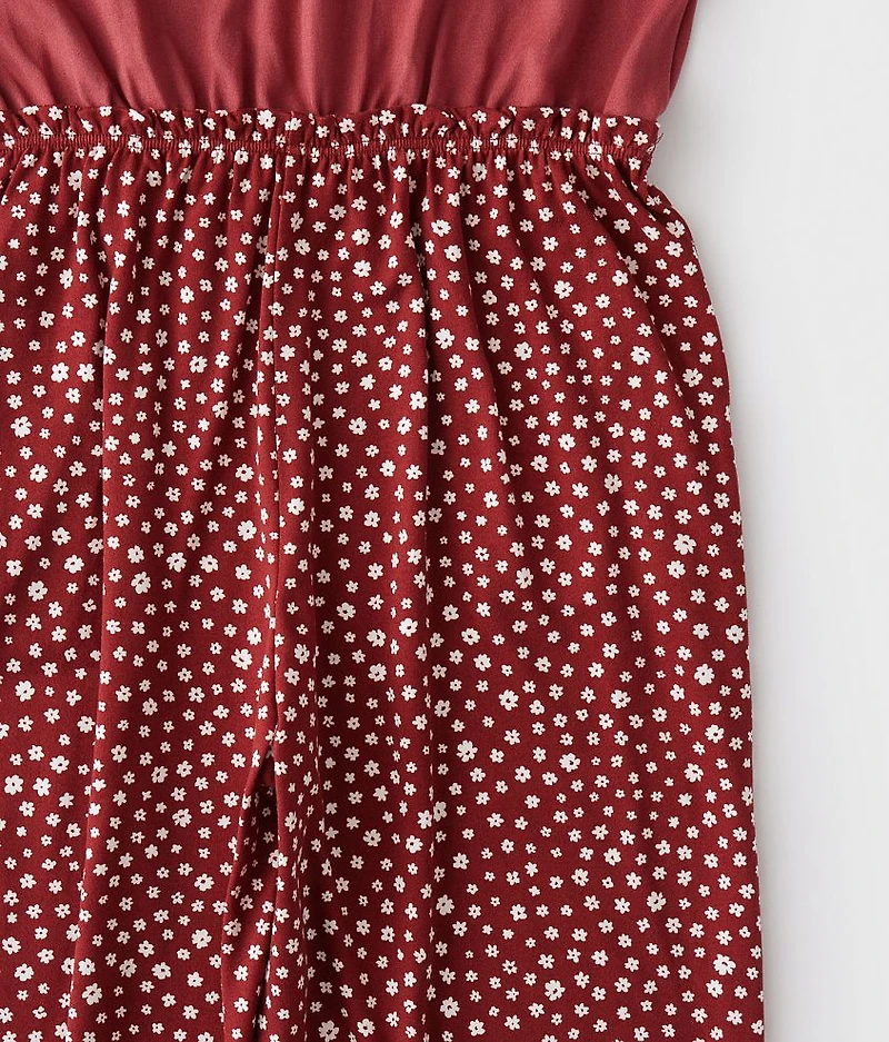 Girls - Floral Print Jumpsuit