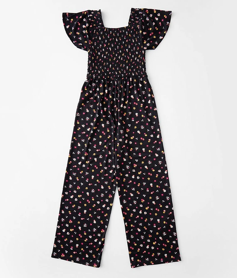 Girls - Floral Print Jumpsuit
