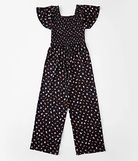 Girls - Floral Print Jumpsuit