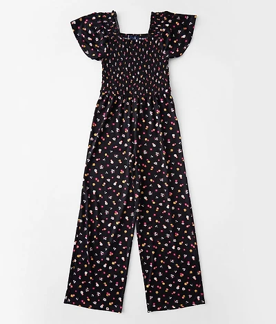 Girls - Floral Print Jumpsuit