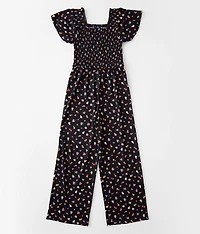 Girls - Floral Print Jumpsuit