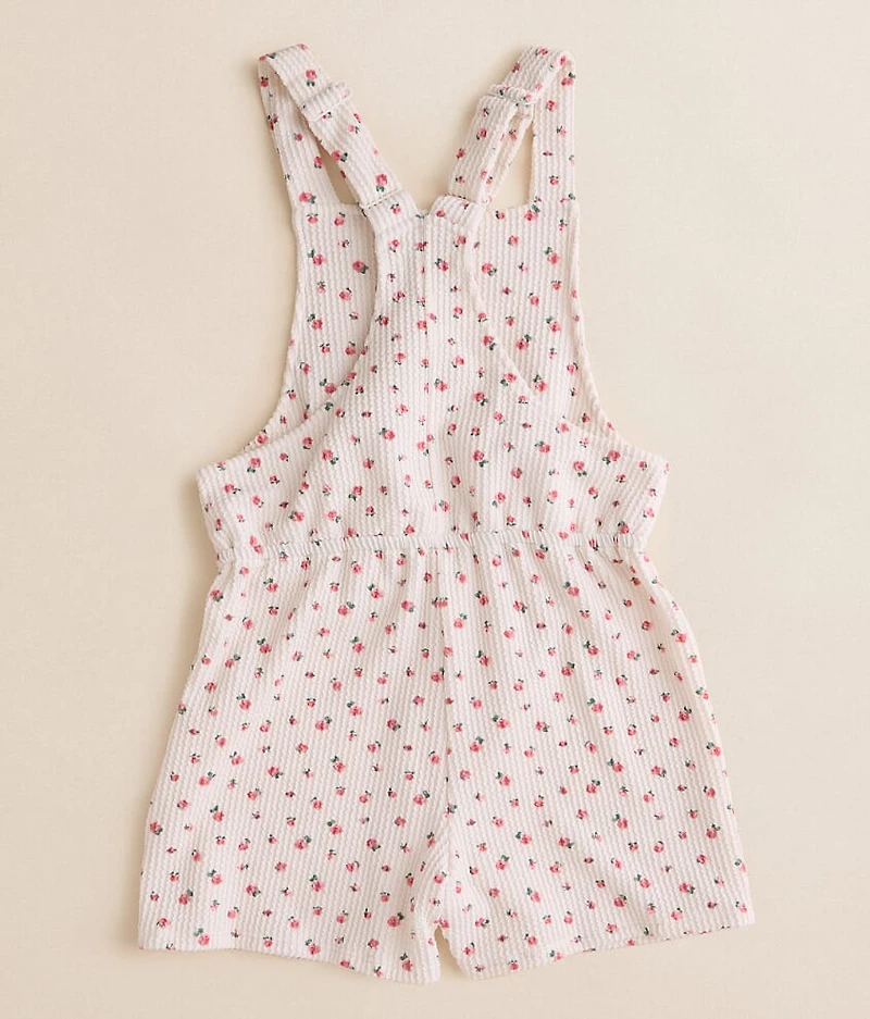 Girls - Floral Ribbed Overall Short