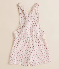 Girls - Floral Ribbed Overall Short