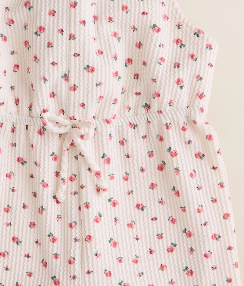 Girls - Floral Ribbed Overall Short