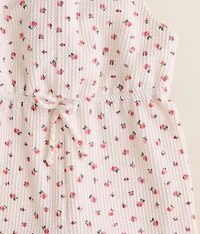 Girls - Floral Ribbed Overall Short