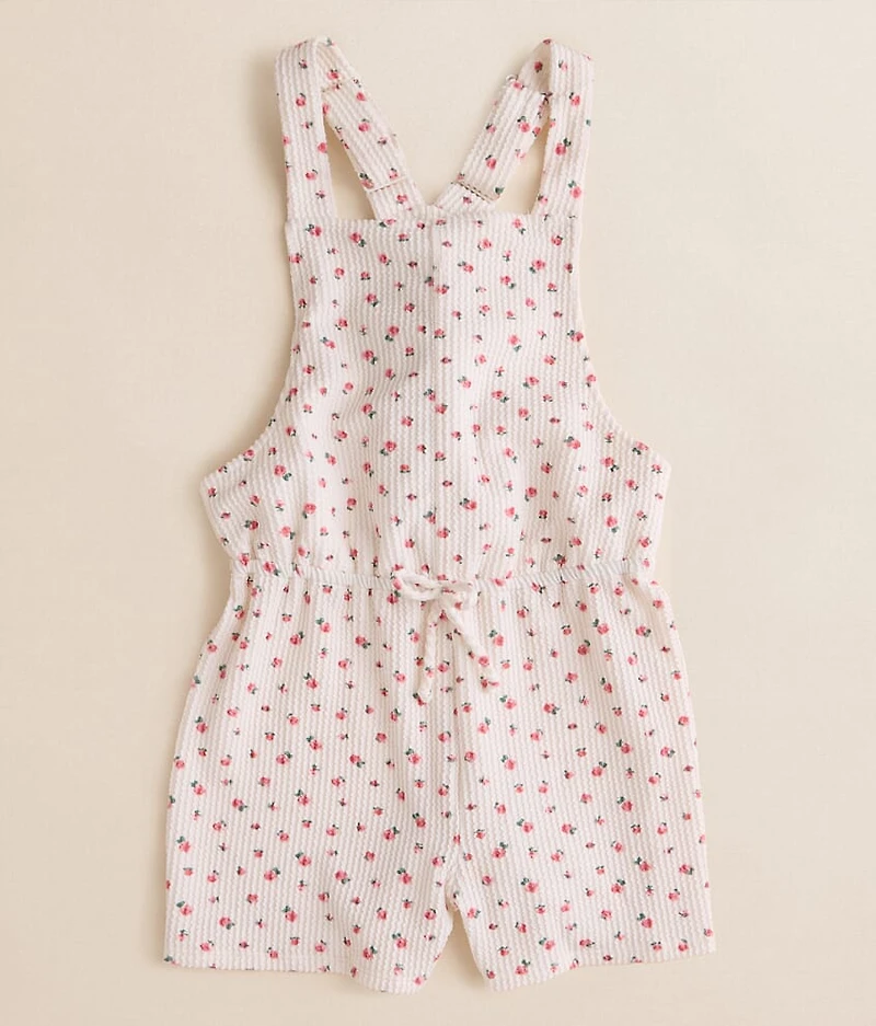 Girls - Floral Ribbed Overall Short