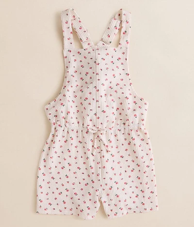 Girls - Floral Ribbed Overall Short