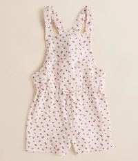 Girls - Floral Ribbed Overall Short