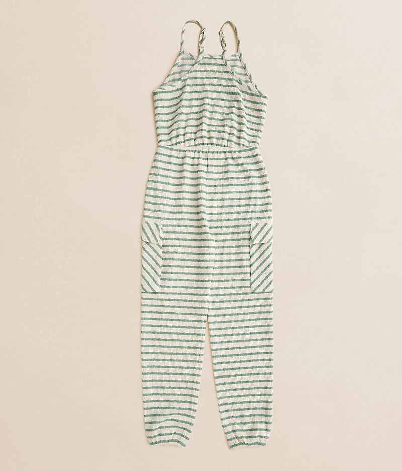 Girls - Striped Cargo Jumpsuit