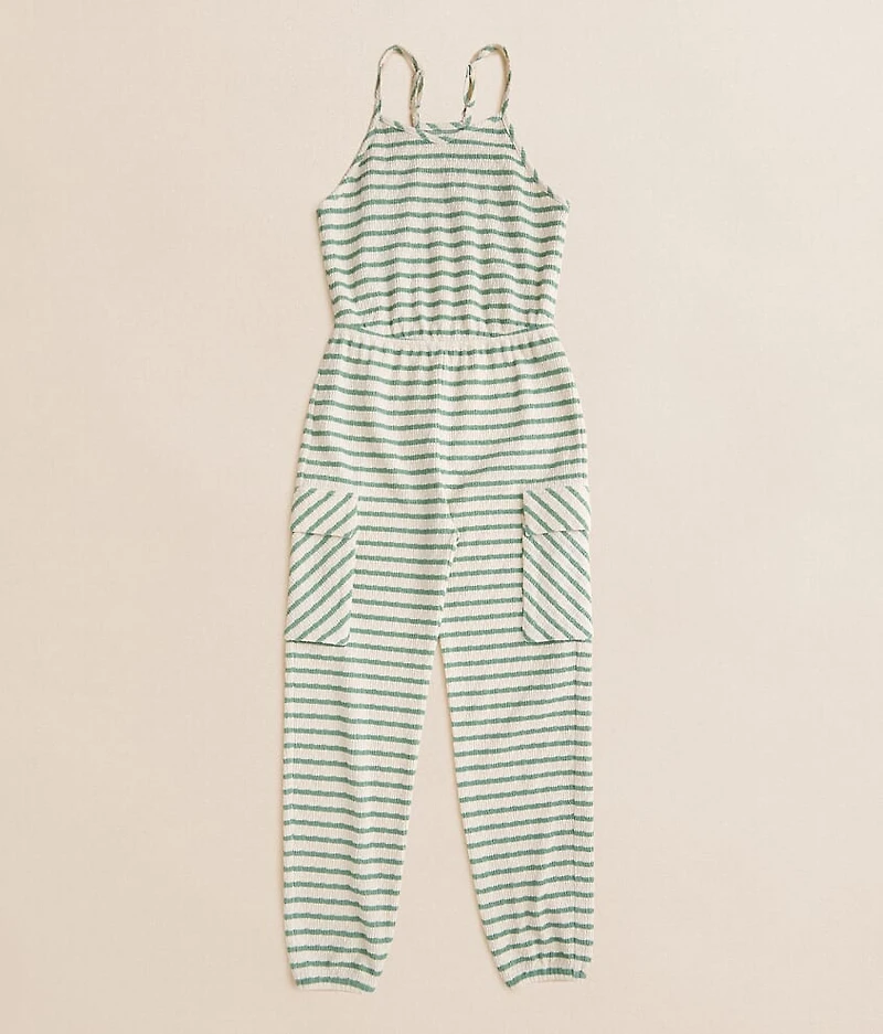 Girls - Striped Cargo Jumpsuit