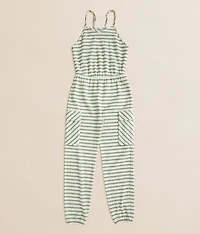 Girls - Striped Cargo Jumpsuit
