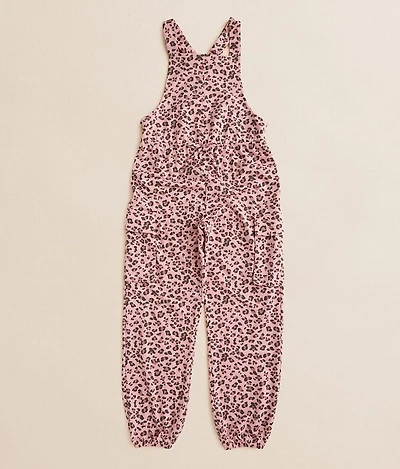 Girls - Cheetah Cargo Jogger Overalls
