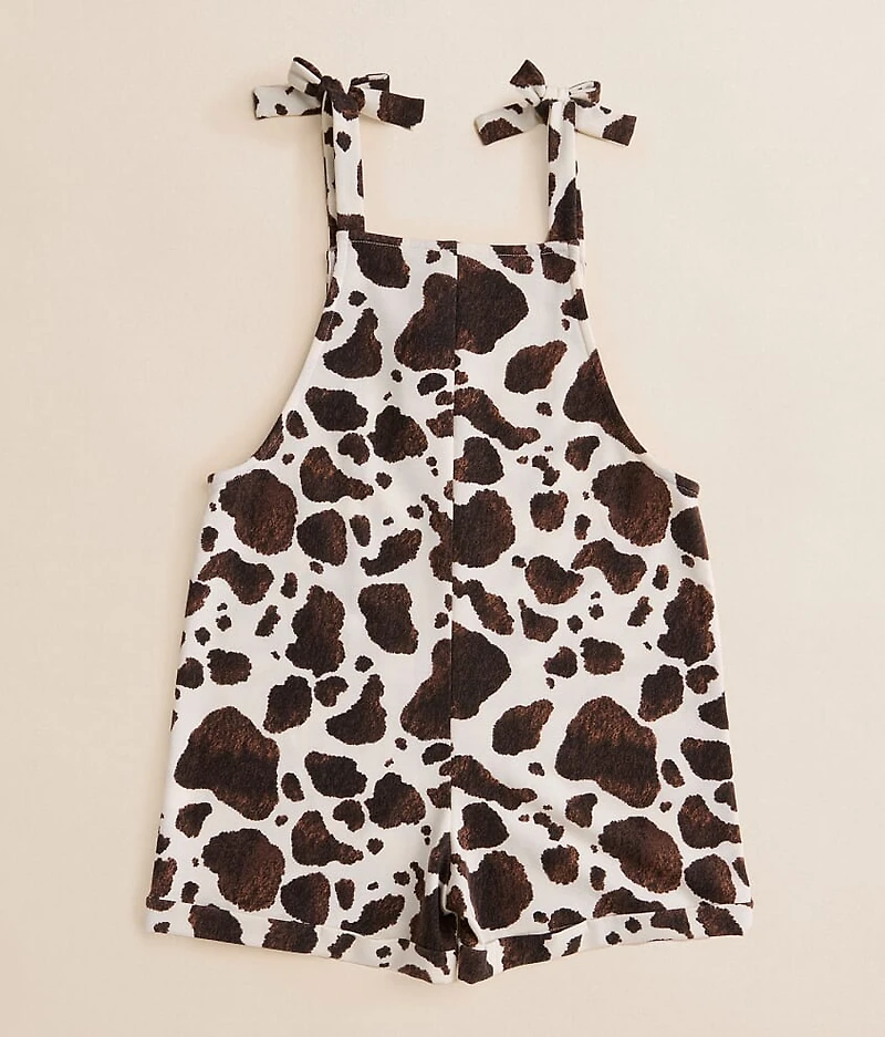 Girls - Cow Print Cuffed Romper