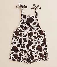 Girls - Cow Print Cuffed Romper