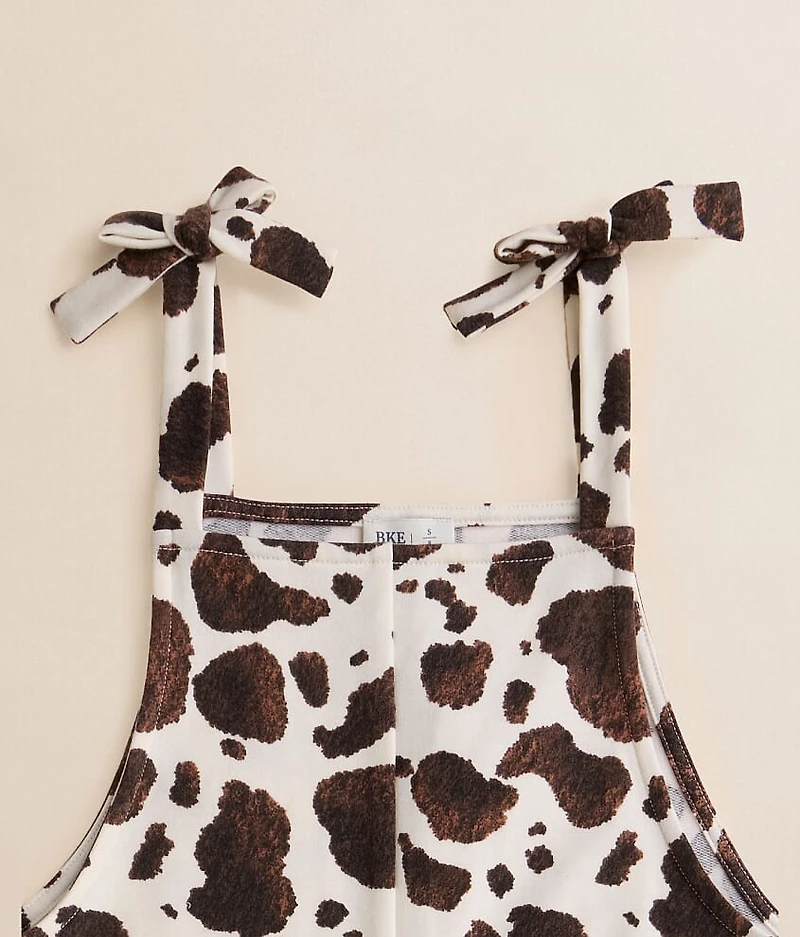 Girls - Cow Print Cuffed Romper