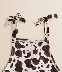 Girls - Cow Print Cuffed Romper