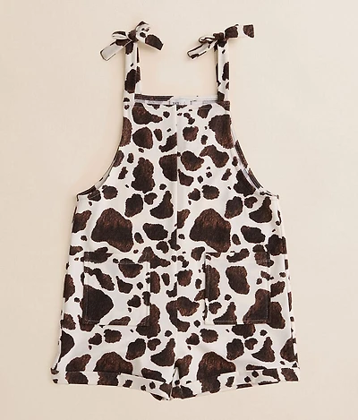 Girls - Cow Print Cuffed Romper