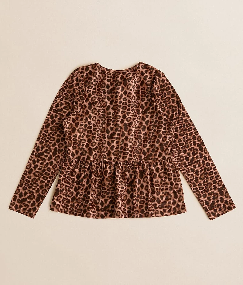 Girls - Cheetah Bow Peplum Top