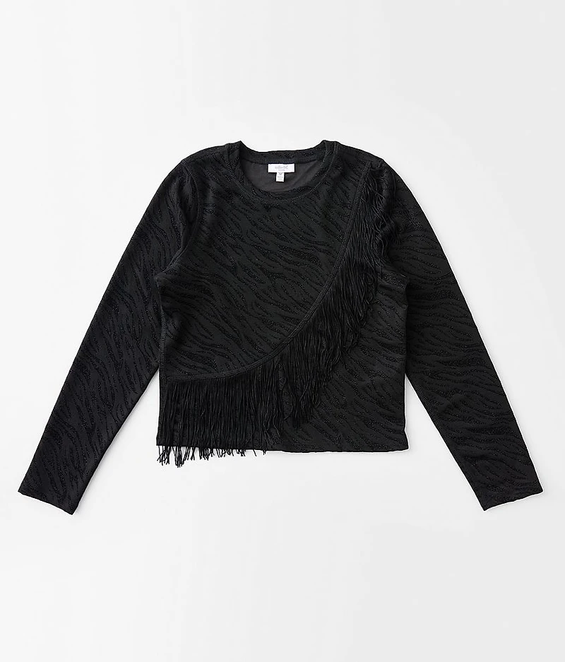 Girls - Surplice Fringe Top