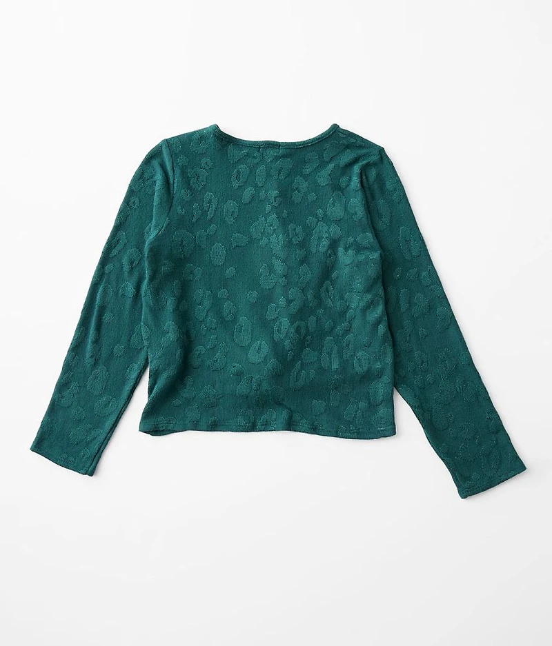Girls - Textured Animal Print Top