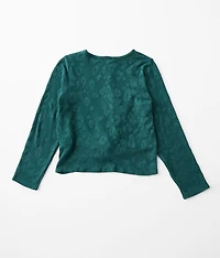 Girls - Textured Animal Print Top