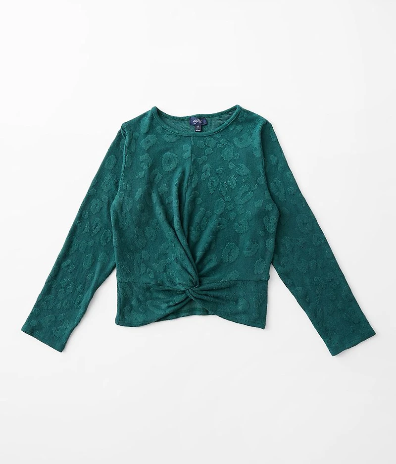 Girls - Textured Animal Print Top