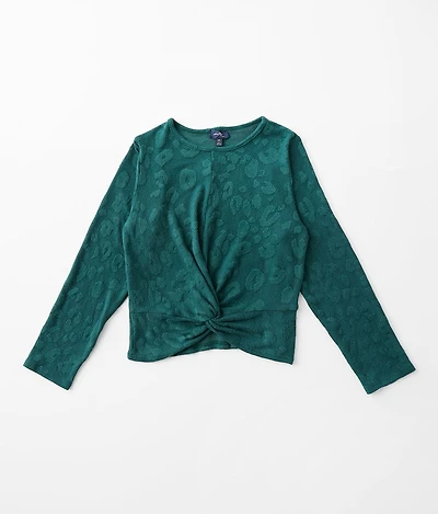 Girls - Textured Animal Print Top