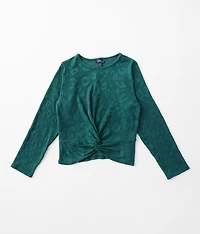 Girls - Textured Animal Print Top