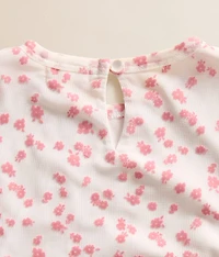 Girls - Flocked Floral Mesh Top